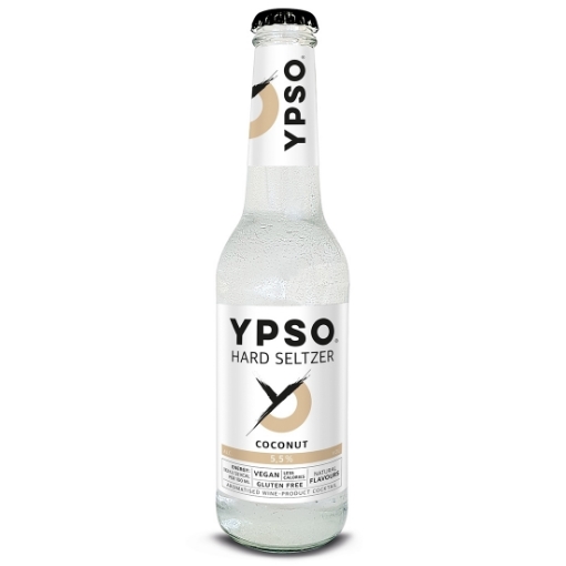 YPSO Hard Seltzer Coconut 330ml can, featuring vibrant branding with coconut imagery, alongside a "CLEARANCE" tag.