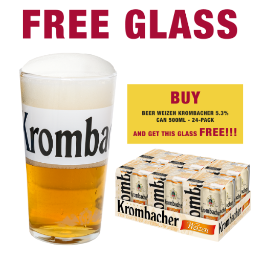 Picture of FREE Glass Conical Becher Krombacher 300ml + Krombacher Beer Weizen 24-Pack