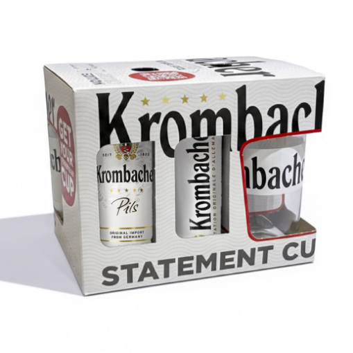 Krombacher Pilsner 5-pack with conical glass