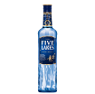 Premium Five Lakes Vodka bottle (500ml) in blue glass, featuring the boatman legend logo.