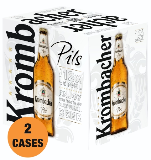 Picture of 2 cases (24 bottles) of Beer Pilsner Krombacher 4.8% Bottle 660ml